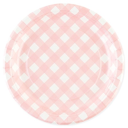 파티접시]체크무늬 핑크(23cm-6개입) 테이블장식,테이블접시,파티접시,싼곳,파는곳,굿벌룬,파티백화점,키즈파티용품,아이생일파티용품,테이블데코파티용품