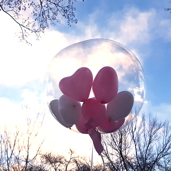 헬륨풍선 버블벌룬 인 하트 핑크톤색상대구헬륨풍선, 100일 기념일, 컨셉풍선, 초등생일파티파티용품