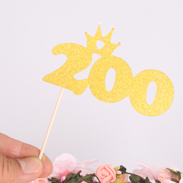 케익데코픽 200일 골드 케이크장식 데코레이션파티용품