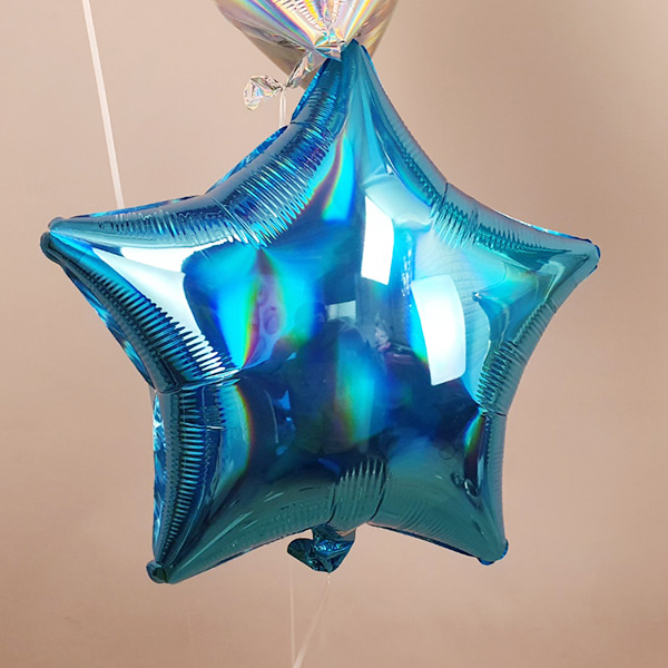 헬륨은박풍선 미국산 19인치 별 무지개빛깔 블루 iridescent star파티용품