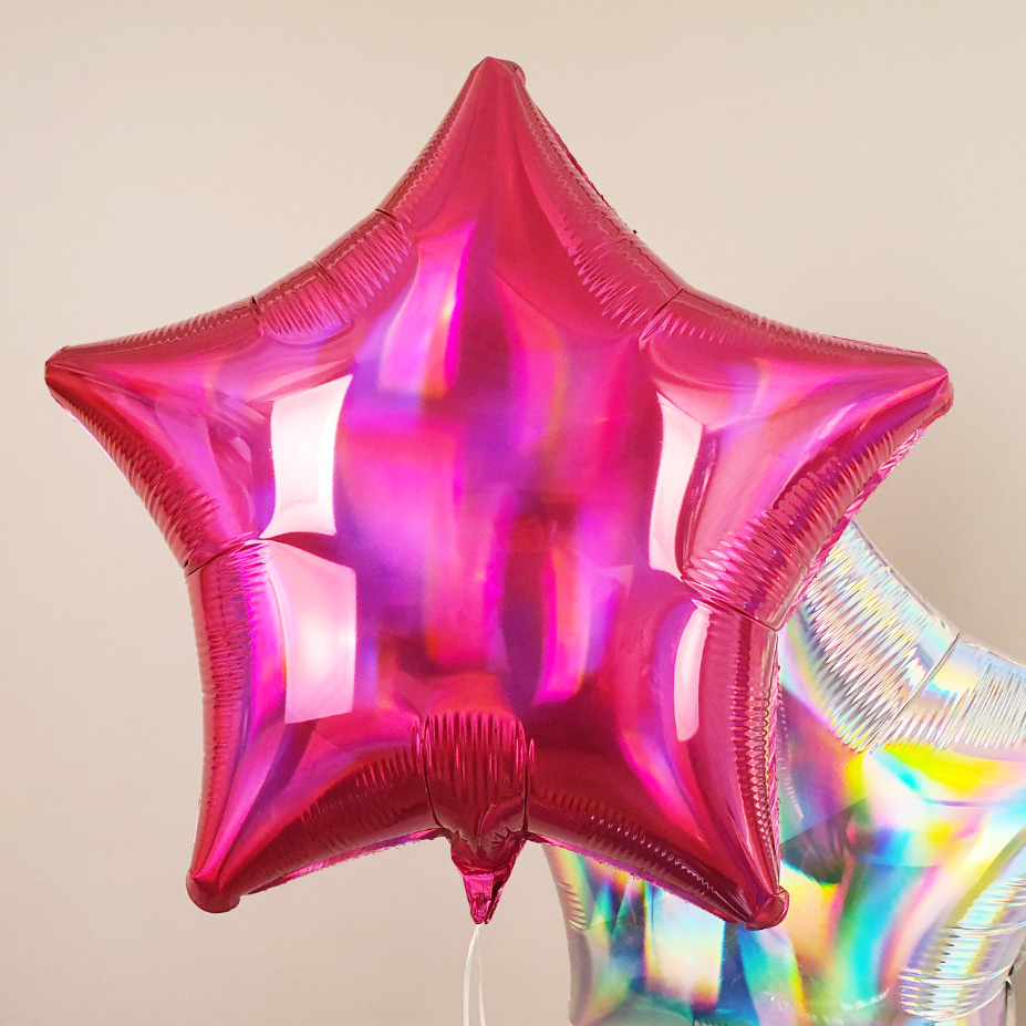 헬륨은박풍선 미국산 19인치 별 무지개빛깔 마젠타 iridescent star파티용품