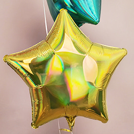 헬륨은박풍선 미국산 19인치 별 무지개빛깔 옐로우 iridescent star파티용품