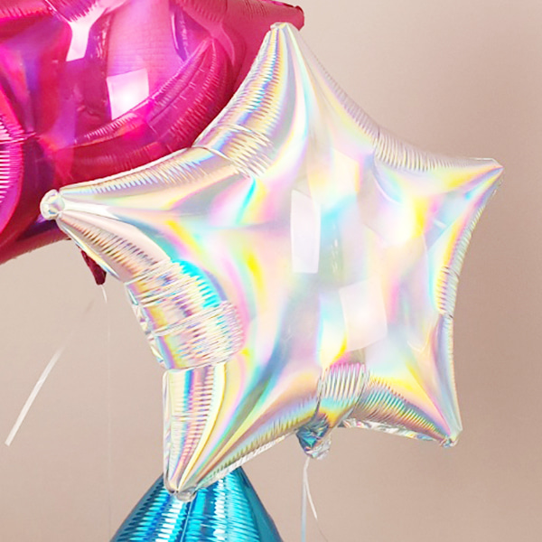 헬륨은박풍선 미국산 19인치 별 무지개빛깔 실버 iridescent star파티용품