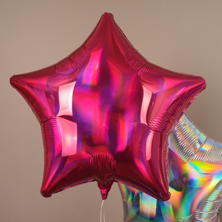 미국산 19인치 별 무지개빛깔 마젠타 iridescent star파티용품