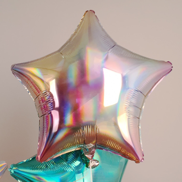 헬륨은박풍선 미국산 19인치 별 무지개빛깔 레인보우 iridescent star파티용품