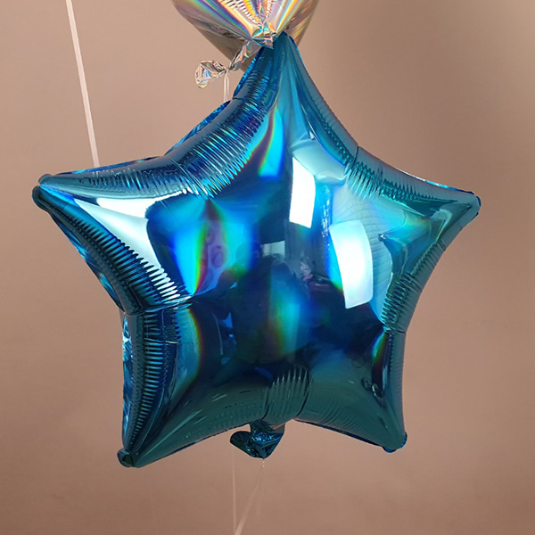 미국산 19인치 별 무지개빛깔 블루 iridescent star파티용품