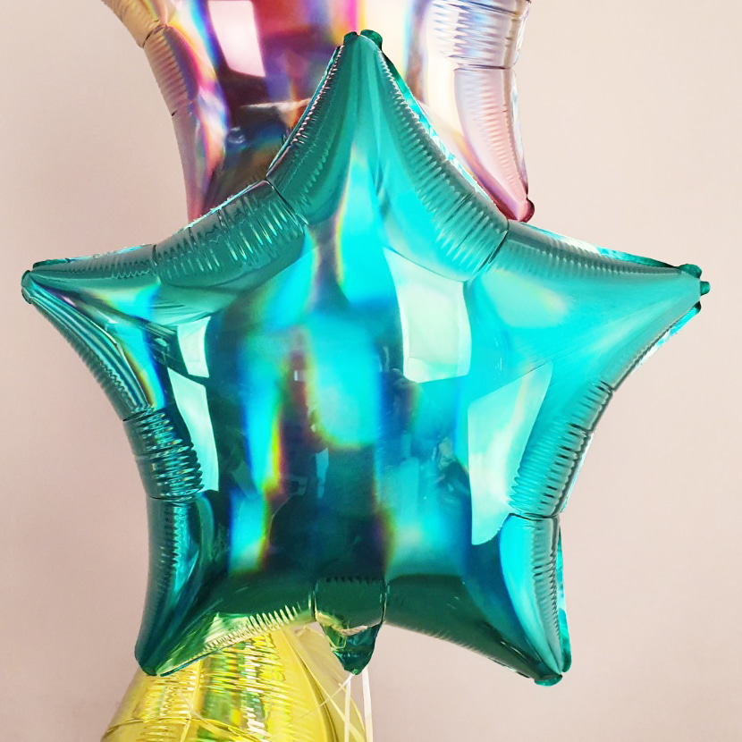 헬륨은박풍선 미국산 19인치 별 무지개빛깔 그린 iridescent star파티용품