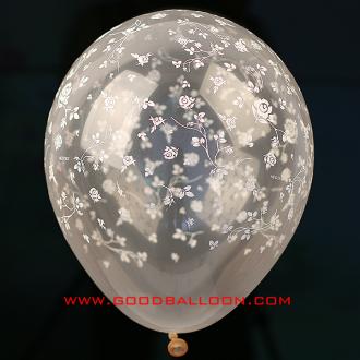 낱개헬륨풍선]30cm 투명 꽃 디자인5 [1개]파티용품